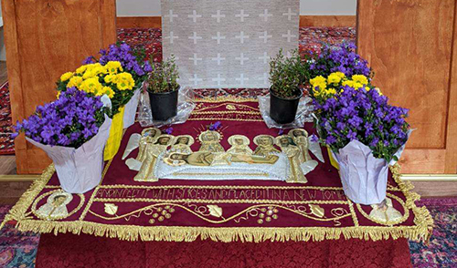 st johns altar with flowers